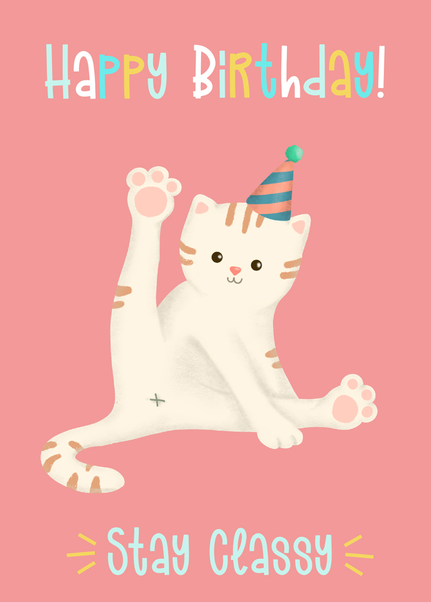 cheeky birthday card cat