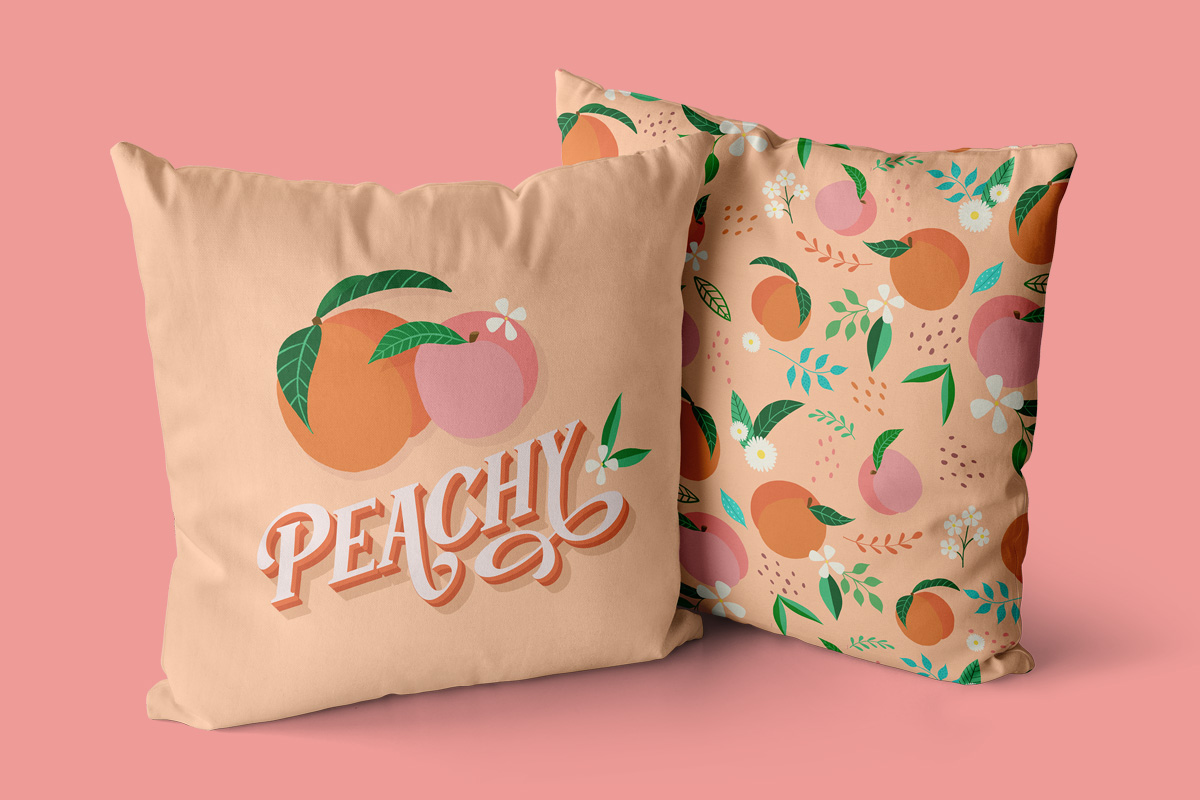 pillow peach print