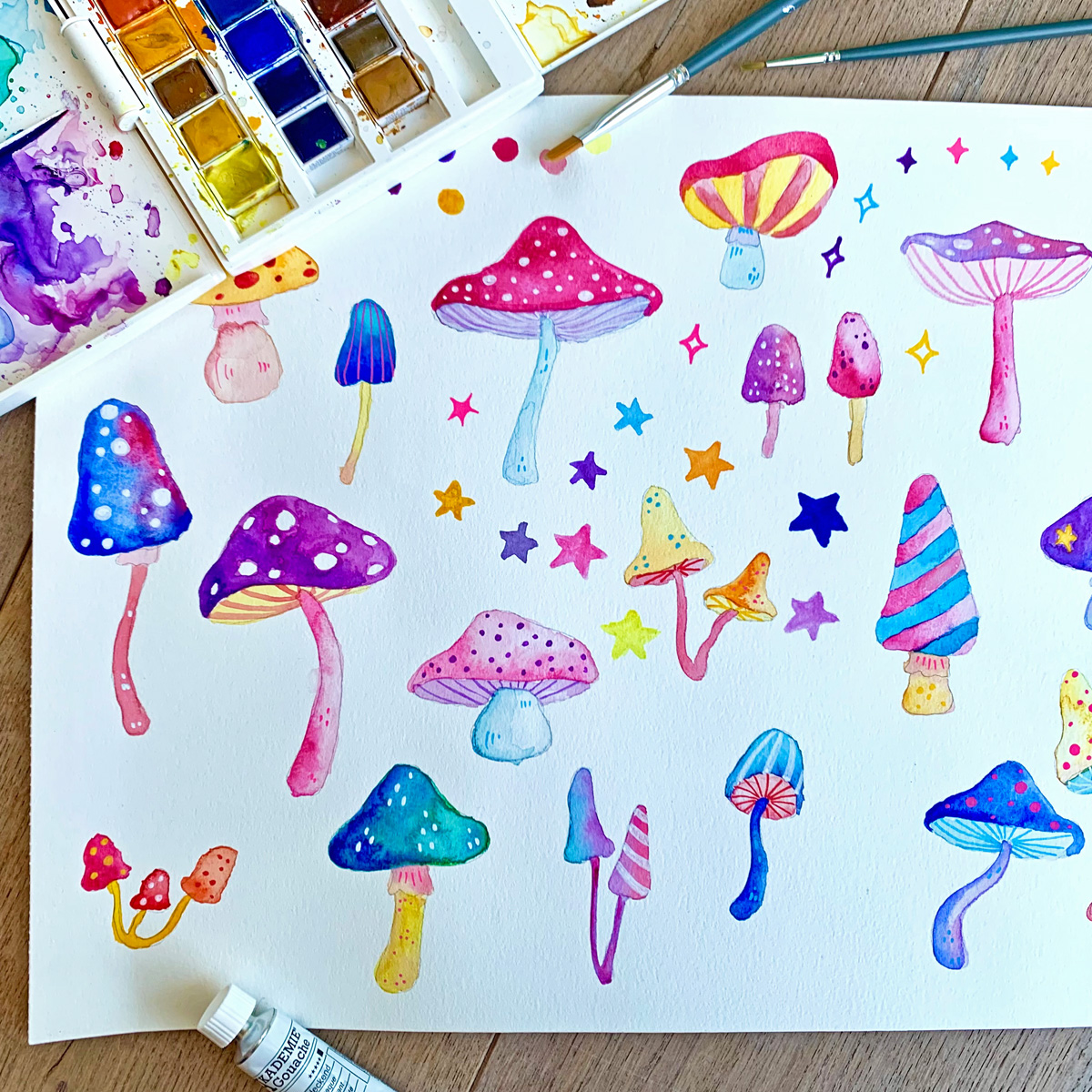 painted mushrooms