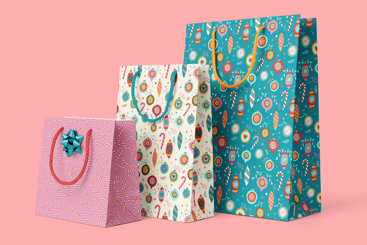 Christmas giftbags pink blue